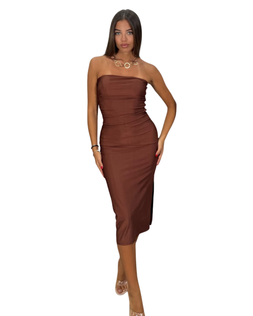 Vestido elastizado sin manga largo